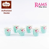 Vantage 6 Pcs Porcelain Mug Set - Tiffany Blue Magnolia