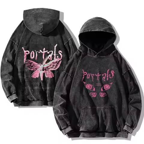 Vintage Washed Hoodie Melanie Martinez Portals Hoodies Hip Hop Streetwear Retro Hooded Sweatshirt Ha