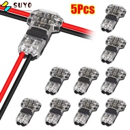 SUYO 1/5Pcs Pluggable Wire Connector, 2 Pin Quick Splice Electrical Cable Crimp,  T Type Low Voltage