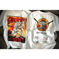 GUNS N’ ROSES โตเกียว Rocket LAB เสื้อยืดสีขาว ผ้าคอตตอนพรีเมี่ยม USA สกรีนแบบ DTG งานละเอียดคุณภาพส