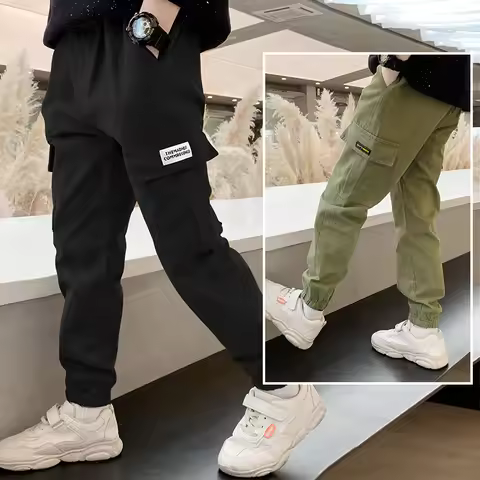 Autumn Kids Brief Style Tapered Cargo Pants for Teens Boy Casual Trackpants Tweens Child Cargo Jogge