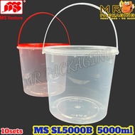 MS Venture SL 5000B Safety Lock Round Container with Handle [ 10sets± ] 5000 ml - Red Clear - Bekas 
