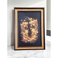 Gold Frame 2 Inches With Koi Fish Picture canvas Size 12x18