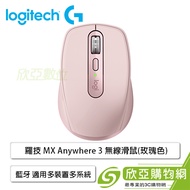 羅技 MX Anywhere 3 無線滑鼠(玫瑰粉/無線-藍牙/8000Dpi/99克/適用多裝置多系統/可用於玻璃表面/1年保固*接收器需要另外購買*)