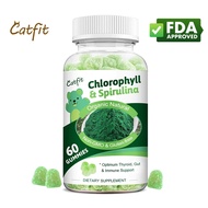 Catfit Spirulina & Chlorophyll gummies with vitamin c d3 e b6 b12 a biotin zine inositol health supp