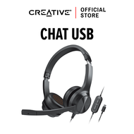 Creative Chat USB หูฟังเฮดเซ็ตพร้อมก้านไมค์ที่ปรับขึ้น/ลงสำหรับการปิด/เปิดไมโครโฟน และมาพร้อมกับ Sma