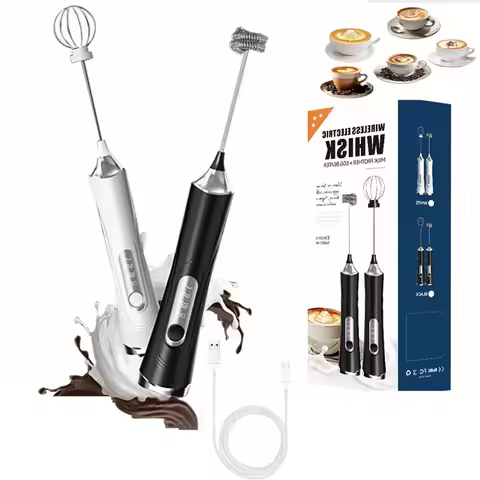 USB Electric Milk Frother Handheld Milk Coffee Machine 3-Speed Wireless Egg Beater Kitchen Mixer Mul