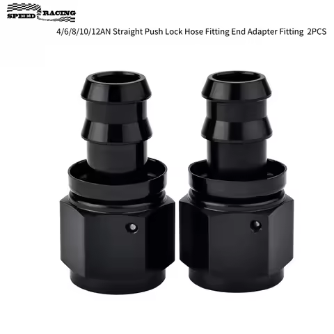 2PC Straight Push on Lock Hose Fitting Oil/Fuel/Gas Line Adapter 4AN 6AN 8AN 10AN
