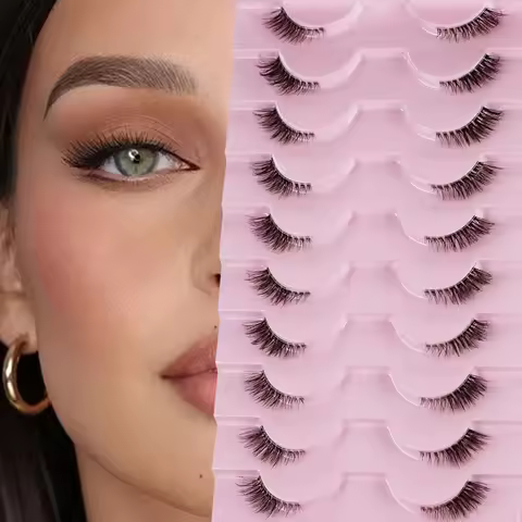Half eyelashes, natural appearance 10 pairs of thick cat eyelashes 10mm Wispy eyelashes with short f