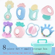 【Free Shipping】6/8/14Pcs Baby Silicon Teether Molar Rod Newborn Teeth Gum Soothing Training Bell Rin