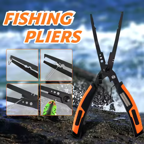 ZUKIBO Multifunction Fishing Pliers Extended Version Stainless Steel PTFE Coating Fishing Split Ring