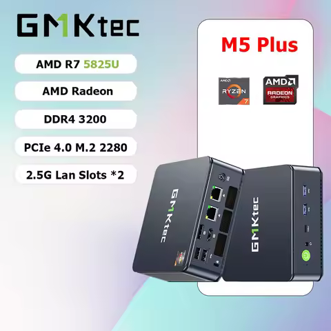 GMKtec M5 Plus AMD R7 5825U Mini PC 8-core 12-thread Portable Computer 32GB DDR5 1TB SSD Computer PC