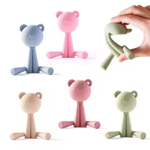 Baby Teeth Cartoon Bear Pacifier Baby Teething Silicone Newborn Tooth Care Gum Anti-eating Hand Grin