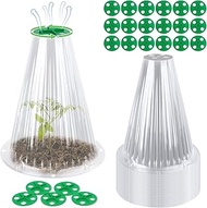 UQM 50 Pack Garden Cloches for Plants, Reusable Bell Plant Protector with Rotary Vent Cover, Garden 