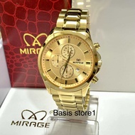 JAM TANGAN PRIA TAHAN AIR MIRAGE ORIGINAL TANGGAL AKTIF STAINLESS STEEL GOLD/KUNING Analog Original
