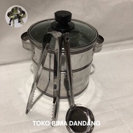 DANDANG BAKSO SUPER MINI 16cm STAINLES CENTONG CAPIT TUTUP KACA