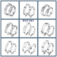 ROVSKI Fashion Korean Ready Stock Jewelry Cincin Silver 925 Original Cincin Lelaki S925 Sterling Silver Diamond Simple Cincin Perempuan Adjustable Couple Ring Men's and Women's Zircon Six-claw Crown Wedding Couple Ring