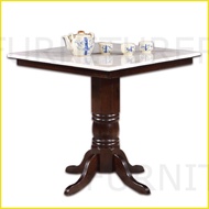 2ft/2.5ft Square Marble Top Kopitiam Cafe Dining Table with solid wood pedestal leg. Most suitable for cafe and restaura