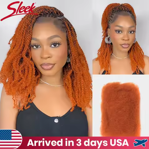 Orange Qvr Afro Kinky Bulk Human Hair Colored Remy Brazilian Hair Extensions For Braiding 50g/Pcs Bu