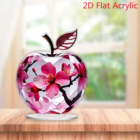 Crystal Apple Figurine Paperweight, Clear Apple Collectible Figurines Crafts, Home Office Handmade S
