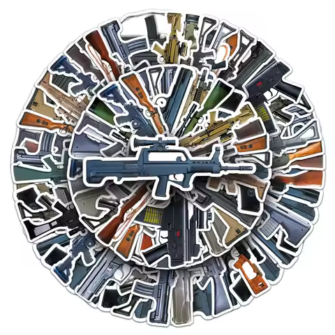 10/50PCS Military Style Gun Handbook Sticker Creative Decals For Cool Weapons Decoration Laptop Phon