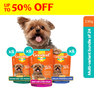 Goodest Dog Multivariant Bundle Pack of 24 Wet Dog Food Pouch (130g)