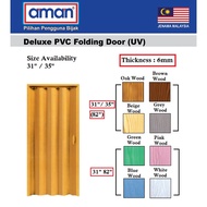 Aman PVC Folding Door 31”x 82” / 35" x 82" Sliding Door / Pintu Lipat /pintu tandas lipat / Pintu Bilik Air / heavy duty