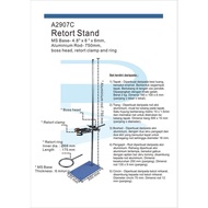 Retort Stand, MS Base- 4.8" x 8 " x 6mm, Al Rod- 750mm,boss head, retort clamp and Ring