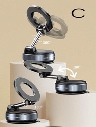 1pc Vacuum Suction Cup Portable Magnetic Desktop Mobile Phone Stand, Car Navigation Stand, Can Rotat