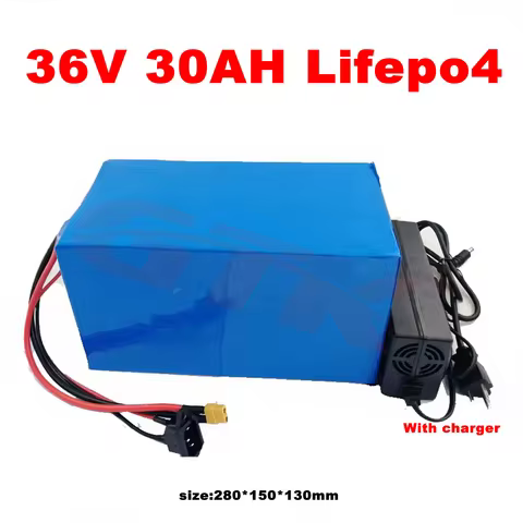 GTK 36v 25ah 30ah lifepo4 lithium battery pack with BMS Deep cycle, long life for 500W 1000W Véhicul