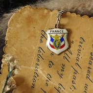 金銀寶貝 古董法國純銀800 盾牌琺瑯國旗項鍊 墜子 N549