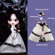 (SG Stock) Doll Clothes Set White Queen Outfit Set for 19 Joint Blythe Doll ob24 Obitsu 24 Doll