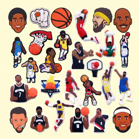 Drop Shipping 1pcs Basketball All-Star Shoe Charms Accessories Westbrook Embiid PVC Shoes Buttons Cu