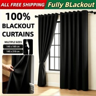 1 PC Full Blackout Curtains 5/6/7/8/9ft Black Liner Thermal Insulated Noise Reducing Window Drapes