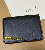 (最後1個) 清貨價 全新 AGNES B 波點 牛皮 證件套 卡片套 信用咭 卡包 (保証專櫃正貨) 黑色 ***不帶包裝盒***