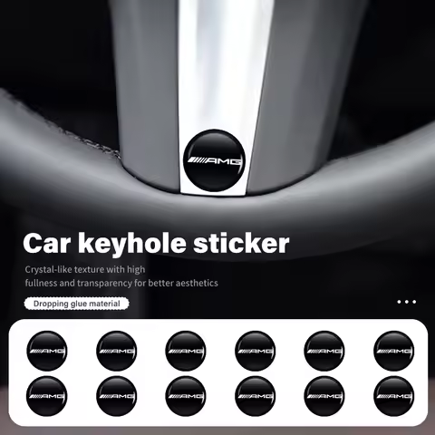 8pcs Car Door Keyhole Protection Stickers Lock Core Decal For Mercedes Benz AMG W202 W212 W213 W220 