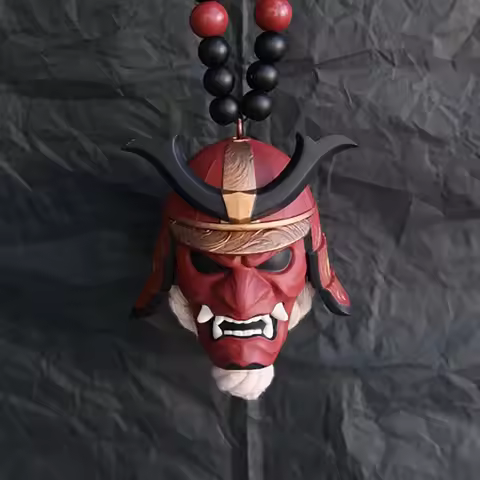 Samurai Kabuto Helmet Independent Standing Pendant Ghost Car Mounted Pendant Halloween Decoration Au