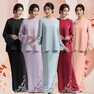 Lace Baju Kurung Sulam with Embroidery Premium overlap Kurung Moden Sesuai untuk NikahTunangBridemaidsBaju Bajet Murah
