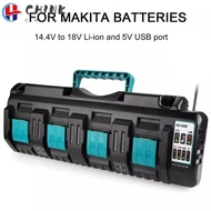 CHINK Battery Charger Universal 4Slots Charging Dock Cable Adaptor for Makita 14.4V 18V Li-Ion Battery