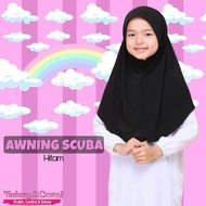 TUDUNGSICOMEL Uniform askar / Tudung Sekolah HITAM Awning SCUBA Original  5tahun - dewasa