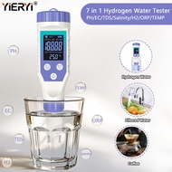 Yieryi เครื่องวัดค่าน้ำไฮโดรเจนสำหรับขวดน้ำไฮโดรเจน เครื่องวัดค่า PH/EC/TDS/H2/ORP/อุณหภูมิ/ความเค็ม
