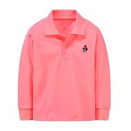 Áo Thun Dài Tay Màu Trắng Cho Trẻ Em Cotton Nguyên Chất Có Cổ Polo Màu Đỏ Cho Bé Trai Và Bé Gái Mùa