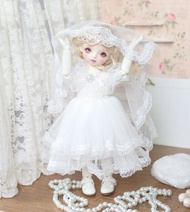 White Lace Wedding Dress Skirt for 6ft Doll BJD YOSD Dolls with Headpiece Elegant Fashionable Doll O