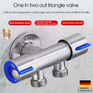 G1/2 Stainless Steel Two Way Angle Valve Double Angle Valve Triangle Valve One Into Two Out Double Water Double Control Angle Valve Toilet Water Inlet Switch Faucet