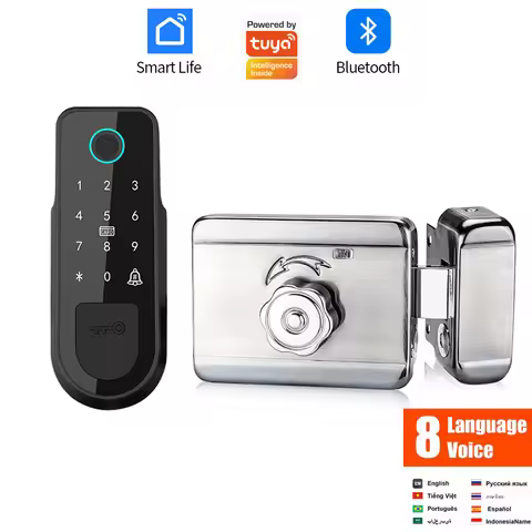 Bluetooth App Fingerprint Smart Door Lock Gate Password RFID Card Rim Bolt Lock Electronic Door Lock