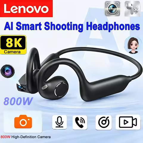 Lenovo 4K Smart Headphones 8MP Camera Translation Chat WIFI Video Recording Bluetooth 5.4 Sports Ear