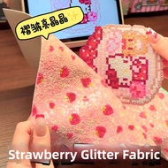 BEIDIANNI | Strawberry Print Glitter Patchwork Crafting Fabric