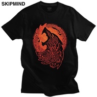 Viking Valhalla Odin Fenrir T Shirt Men Cotton Handsome T-shirt Crew Neck Short Sleeve Loki's Son Mo