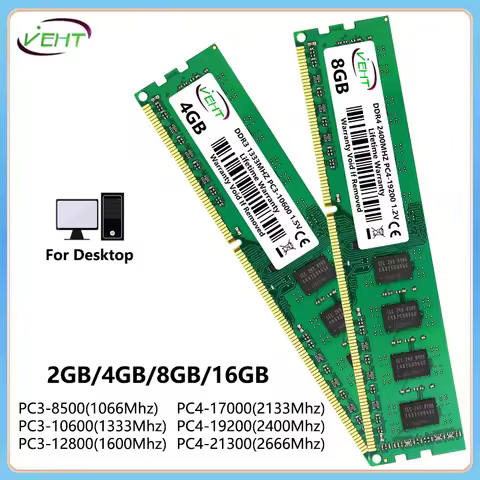 DDR2 DDR3 DDR4 4GB 8GB 16GB Desktop Memories Ram PC3 1.5V 8500 10600 12800 PC4 1.2V 2133 2400 2666Mh