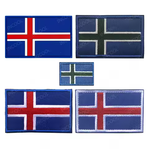 Iceland Flag Embroidered Patch PVC Rubber Icelandic Flags Patches Fastener For Clothing Jackets